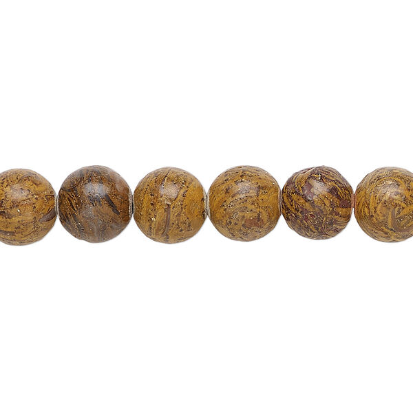 Bead, chrysanthemum stone (natural), 8mm round, B grade, Mohs hardness 3 to 4. Sold per 15-1/2" to 16" strand. image number 0