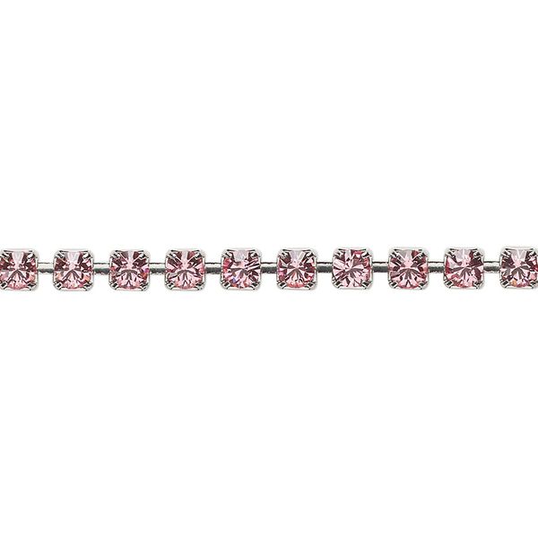 Cupchain, Vintage Crystal™, imitation rhodium-plated brass, light rose, 3.2mm round. Sold per 1-meter section. image number 0