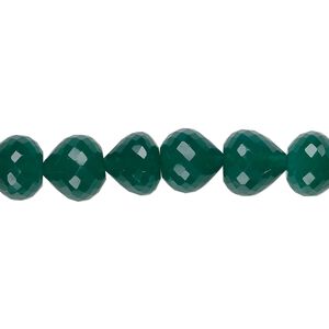 Green onyx 1pkg10, hand-cut faceted teardrop bead 9x8mm
