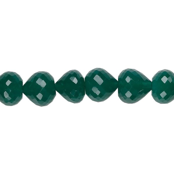 Green onyx 1pkg10, hand-cut faceted teardrop bead 9x8mm image number 0