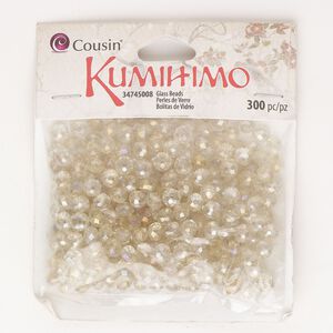 Bead, glass, pkg/300, translucent crystal golden shadow AB, 6x5mm faceted rondelle.