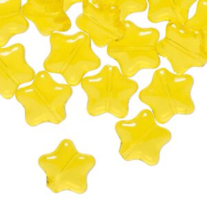 Czech pressed glass 1pkg30, star bead transparent yellow 11mm