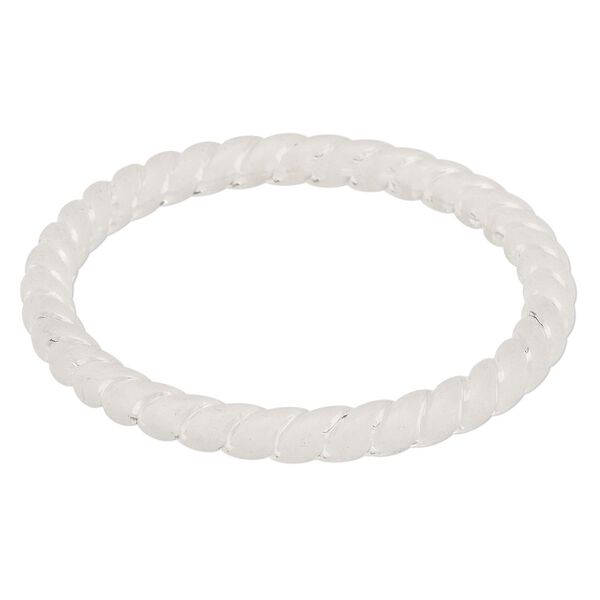 Bracelet, bangle, frosted acrylic, clear, ridged, 11.8mm wide, 8 inches. Sold individually. image number 0