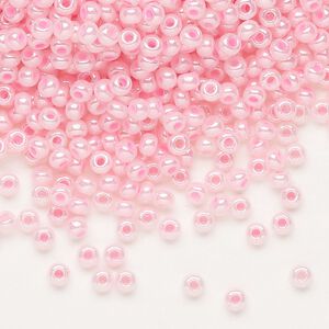 Seed bead, Preciosa Ornela Czech glass, pkg/500g, #8 rocaille, opaque luster pastel pink, (37173).