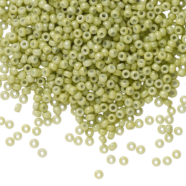 Seed bead, Miyuki, glass, pkg/250g, #11 rocaille, Duracoat® opaque outside dyed fennel, (RR-4473). image number 0