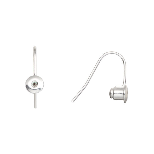 Ear wire 1pkg10, earstud converter, gold-plated brass /silicone, 14mm fishhook with 5mm barrel, fits up to 22 gauge earstud, 5 pair image number 0