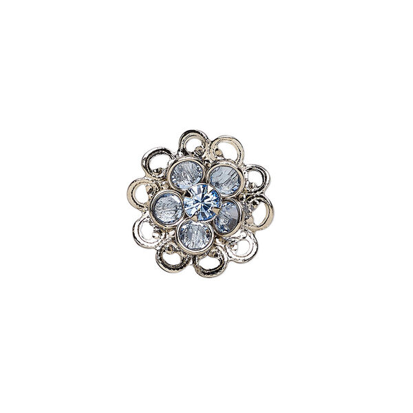 Sew-on 1pk light sapphire rhodium finish, Crystal Passions® 17mm flower image number 0