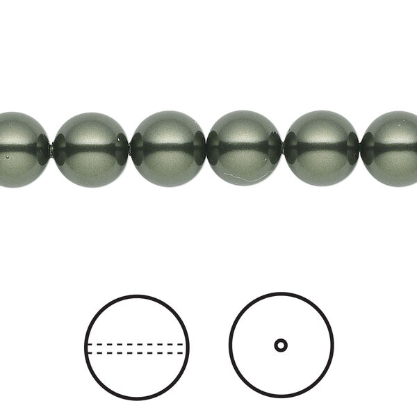Pearl 250pk dark green, Swarovski® 8mm round 5810 image number 0