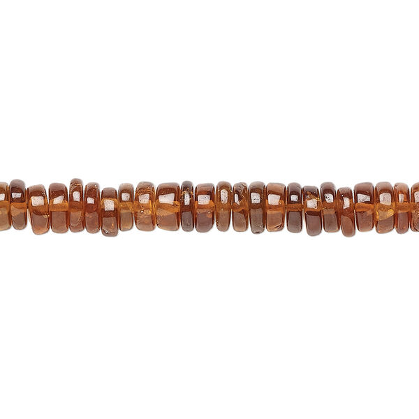 Bead, hessonite garnet (natural), transparent, 4x1mm-6x3mm hand-cut rondelle, B grade, Mohs hardness 7 to 7-1/2. Sold per 8-inch strand, approximately 90-100 beads. image number 0