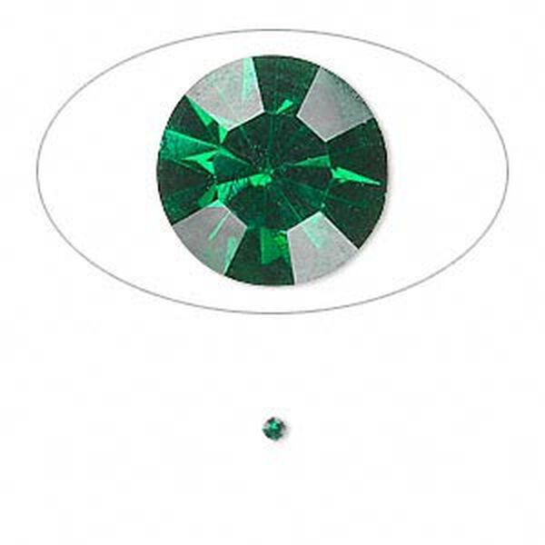 Chaton, glass rhinestone, emerald green, foil back, 1.7-1.8mm faceted round, PP11. Sold per pkg of 72. image number 0
