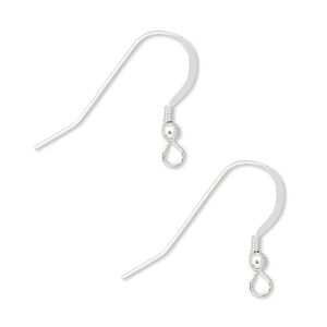 Ear wire fishhook 1pkg10 sterling silver-filled, 18mm flat / 2.5mm ball / 3mm coil / open loop, 22 gauge 5 pair