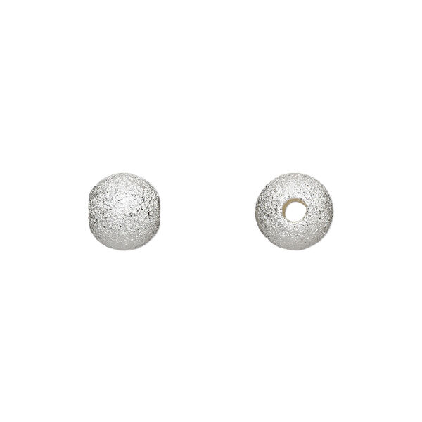 Bead, sterling silver, 8mm stardust round. Sold per pkg of 2. image number 0