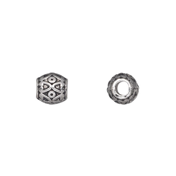 Bead, antique silver-plated "pewter" (zinc-based alloy), 8mm barrel. Sold per pkg of 20. image number 0