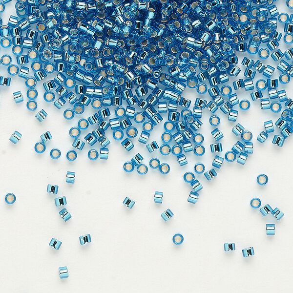 Seed bead, Delica®, glass, pkg/50g, #11 round, transparent silver-lined Capri blue (DB-0149). image number 0