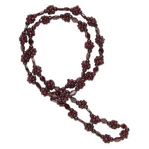 Garnet 1pkg1, round / flat diamond necklace continuous 26 inch 3-4mm / 6-7mm
