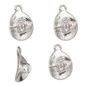 Charm, antique silver-finished "pewter" (zinc-based alloy), 16x13mm cowboy hat. Sold per pkg of 4.