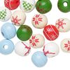 Bead mix, Korean boxwood, mixed colors, 10mm round with holiday designs. Sold per pkg of 20. image number 0