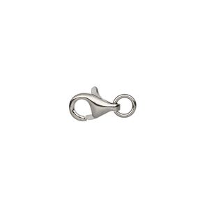 Clasp, lobster claw, gunmetal-plated brass, 9x6mm with jump ring. Sold per pkg of 10.