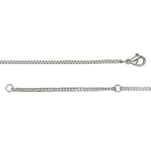 Chain 1pkg1 curb, 1.8mm flat / lobster claw clasp, stainless steel 18 & 20 inch