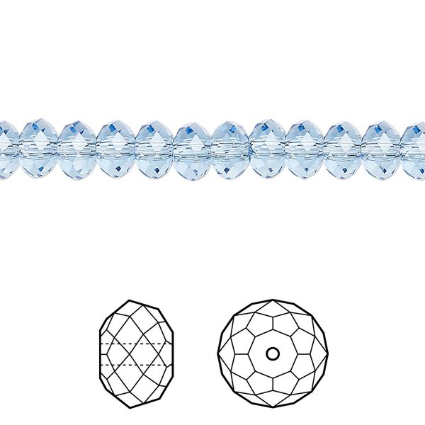 Bead 360pk ice blue, Swarovski® ReCreated™ 6x4mm rondelle 5040 image number 0