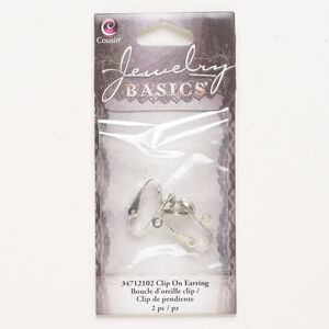 Clip-on, steel, pkg/1 pair, silver finish, 18mm with half-ball and closed loop.