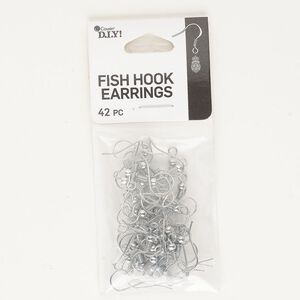 Ear wire fishhook 1pkg42, 19mm / 3mm coil / 3mm ball, silver-finished steel 21 pair