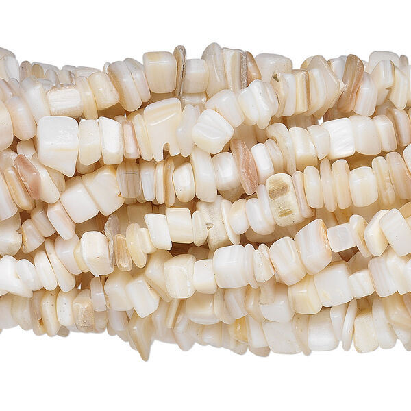 Bead, mother-of-pearl shell (bleached), small chip, Mohs hardness 3-1/2. Sold per pkg of (10) 34-inch strands. image number 0