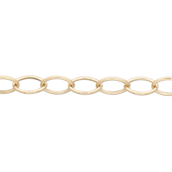 Chain, 14Kt gold-filled, 9x6mm oval cable. Sold per pkg of 5 feet. image number 0