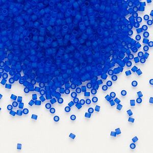 Seed bead, Delica®, glass, pkg/250g, #11 round, translucent matte cobalt (DB-0748).