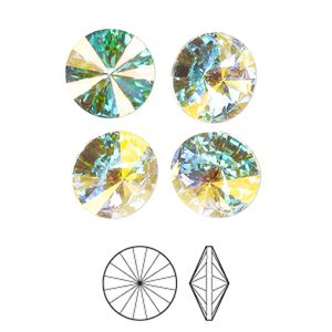 Chaton 6pk crystal AB foil back, Preciosa MAXIMA Czech crystal rhinestone 12mm rivoli