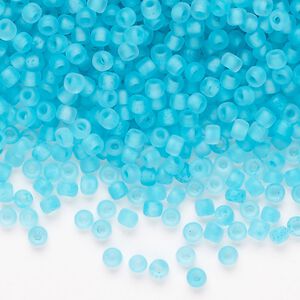 Glass Dyna-Mites™ seed bead 1pkg1, #8 round translucent inside dyed color matte sea green (245MA 8/0 RR) 40g
