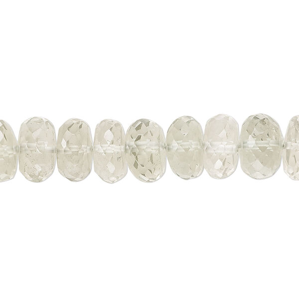 Green quartz 1pkg1, hand-cut faceted rondelle bead 8 inch 9x5mm-11x8mm image number 0