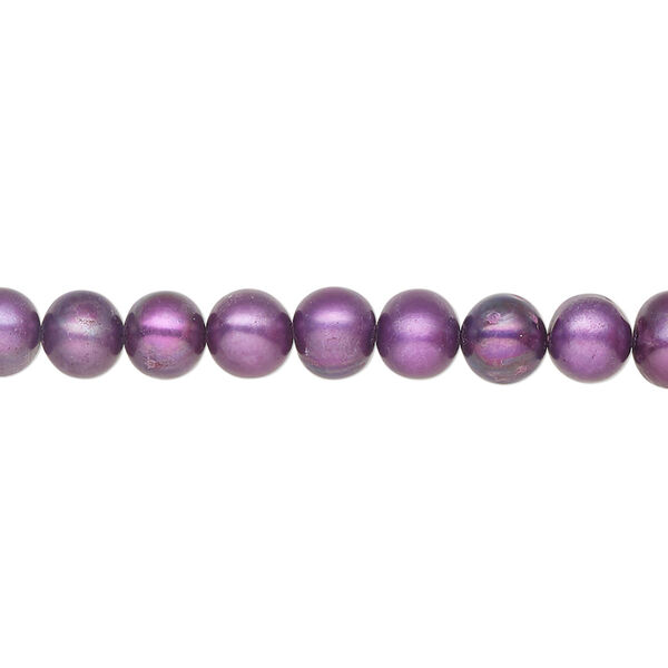 Pearl 1pkg1, cultured freshwater, semi-round C grade, 15 inch 5-6mm dyed dark elderberry image number 0