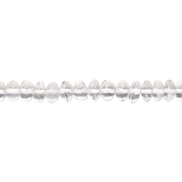 Bead, quartz crystal (natural), 5x2mm-6x4mm hand-cut saucer with 0.4-1.4mm hole, C+ grade, Mohs hardness 7. Sold per 13-inch strand, approximately 110 beads. image number 0