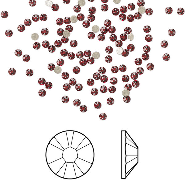 Flat back 1440pk Siam foil back, Swarovski® 1.7-1.9mm rose round SS5 2058 image number 0