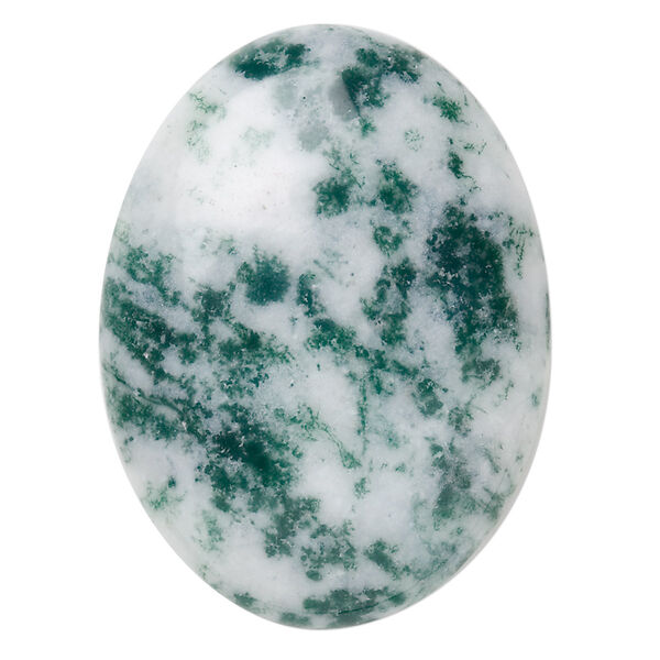 Cabochon, tree agate (natural), 40x30mm calibrated oval, B grade, Mohs hardness 6-1/2 to 7. Sold individually. image number 0
