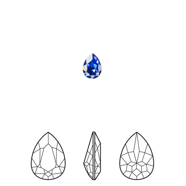 Fancy stone 2pk majestic blue foil back, Crystal Passions® 6x4mm pear 4320 image number 0