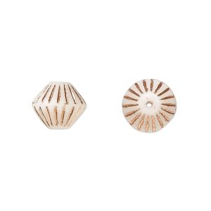 Bead, Preciosa, Czech pressed glass, opaque light grey matte copper, 11mm fluted bicone. Sold per pkg of 12.