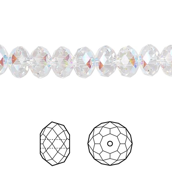 Bead 288pk crystal AB, Swarovski® 8x6mm rondelle 5040 image number 0