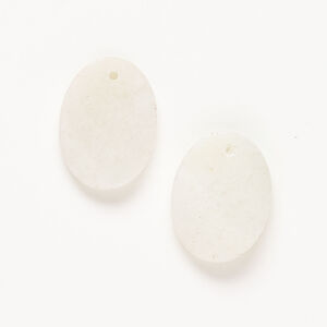 Snow quartz 1pkg2, curved oval focal natural, 30x22mm-31x23mm