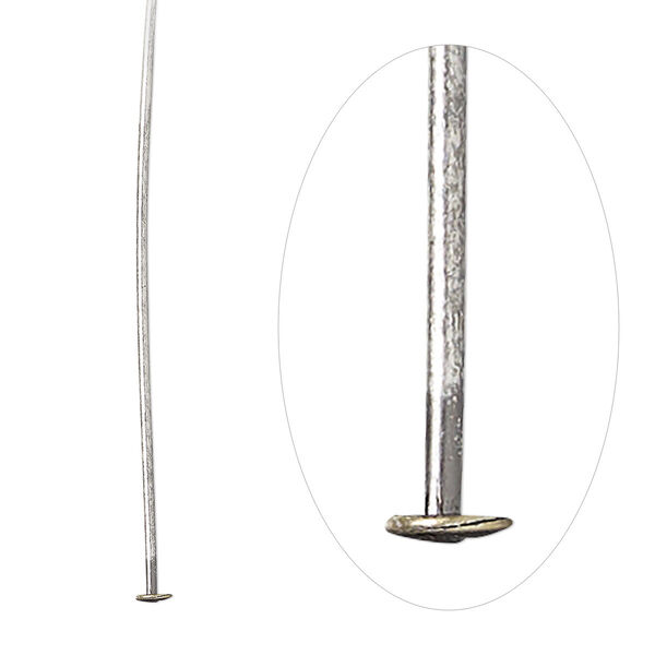 Head pin, antique silver-plated brass, 1-1/2 inches, 21 gauge. Sold per pkg of 100. image number 0