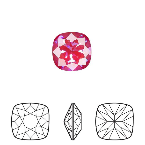 Fancy stone 6pk crystal royal red DeLite, Crystal Passions® 12mm cushion 4470 image number 0