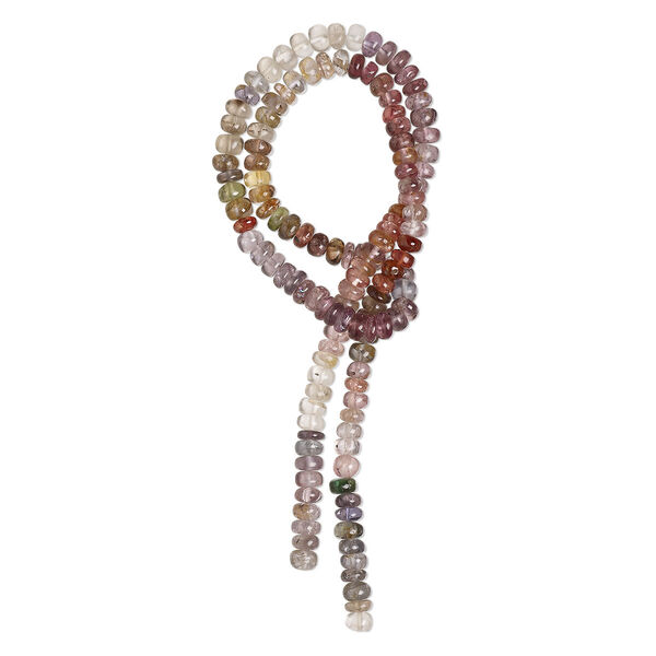Bead, multi-spinel (natural), shaded, 4x2mm-5x3mm hand-cut rondelle, B- grade, Mohs hardness 8. Sold per 14-inch strand, approximately 135 beads. image number 0