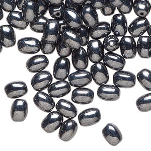 Bead, Czech pressed glass, opaque gunmetal, 7x5mm barrel. Sold per 1-ounce pkg, approximately 135 beads.