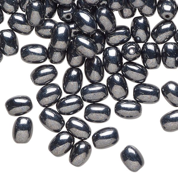 Bead, Czech pressed glass, opaque gunmetal, 7x5mm barrel. Sold per 1-ounce pkg, approximately 135 beads. image number 0