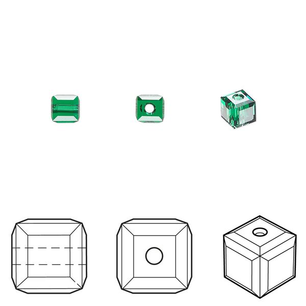 Bead 48pk majestic green, Crystal Passions® 4mm cube 5601 image number 0