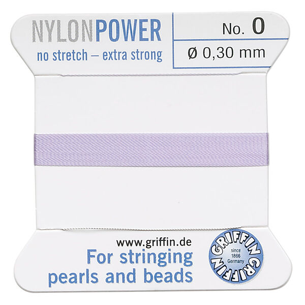 Thread, Griffin, nylon, lilac, size #0. Sold per 2-meter card (approximately 78 inches). image number 0