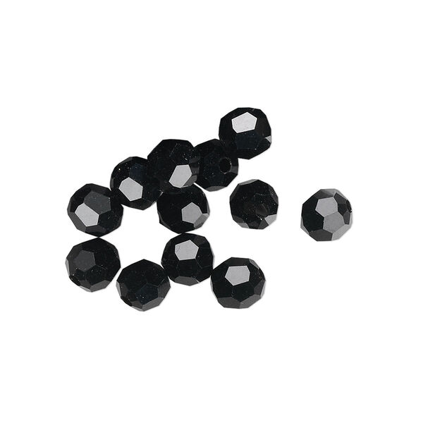 Bead 12pk jet, Asfour Crystal 6mm faceted round image number 0