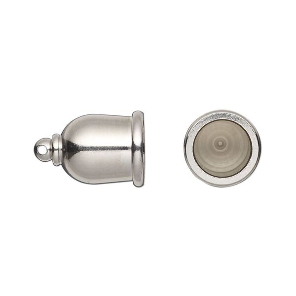 Cord end, TierraCast®, "Maker's" collection, glue-in, white bronze-plated brass, 16x11.5mm taj. Sold per pkg of 2. image number 0