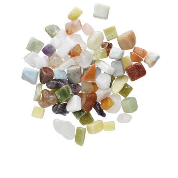 Component mix, multi-gemstone (natural / dyed / heated), medium to large undrilled nugget. Sold per 1-pound pkg, approximately 50-80 components. image number 0